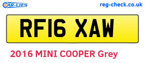 RF16XAW are the vehicle registration plates.