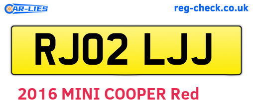RJ02LJJ are the vehicle registration plates.