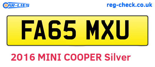 FA65MXU are the vehicle registration plates.