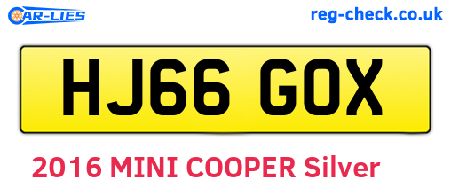 HJ66GOX are the vehicle registration plates.