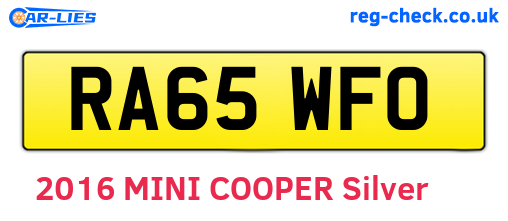 RA65WFO are the vehicle registration plates.