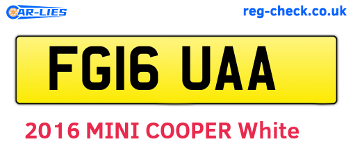 FG16UAA are the vehicle registration plates.