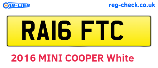 RA16FTC are the vehicle registration plates.