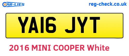YA16JYT are the vehicle registration plates.