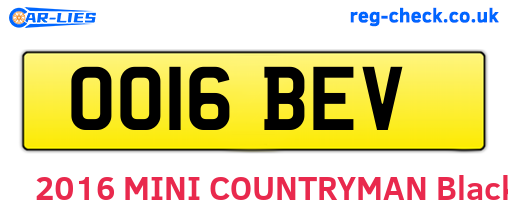 OO16BEV are the vehicle registration plates.