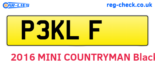 P3KLF are the vehicle registration plates.