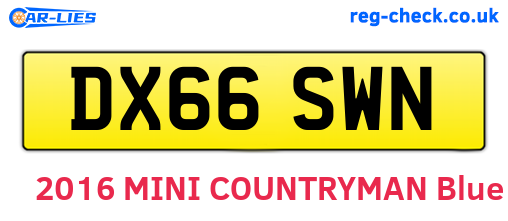 DX66SWN are the vehicle registration plates.
