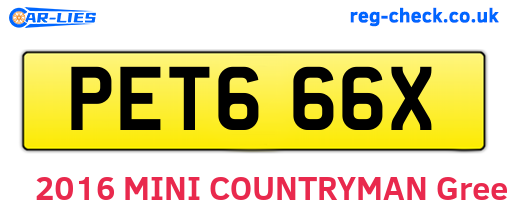 PET666X are the vehicle registration plates.