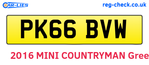 PK66BVW are the vehicle registration plates.