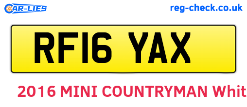 RF16YAX are the vehicle registration plates.
