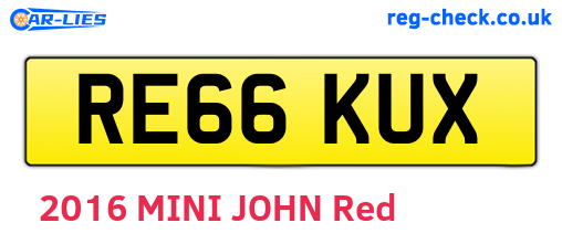 RE66KUX are the vehicle registration plates.