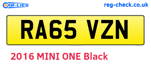 RA65VZN are the vehicle registration plates.