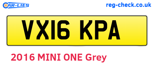 VX16KPA are the vehicle registration plates.