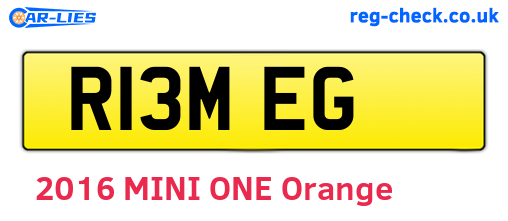 R13MEG are the vehicle registration plates.