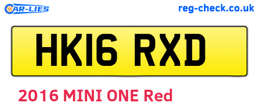 HK16RXD are the vehicle registration plates.