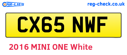 CX65NWF are the vehicle registration plates.