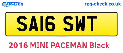 SA16SWT are the vehicle registration plates.