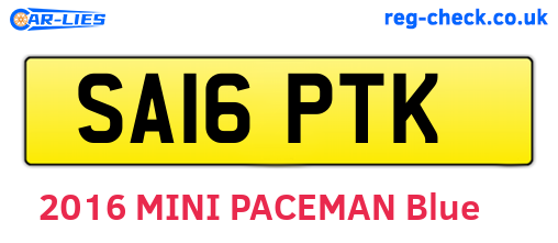 SA16PTK are the vehicle registration plates.