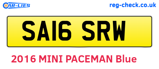 SA16SRW are the vehicle registration plates.