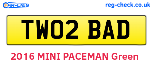 TW02BAD are the vehicle registration plates.