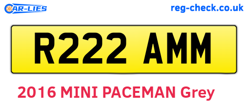 R222AMM are the vehicle registration plates.