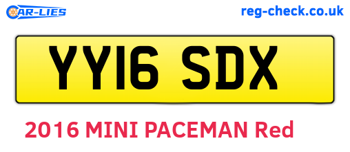 YY16SDX are the vehicle registration plates.