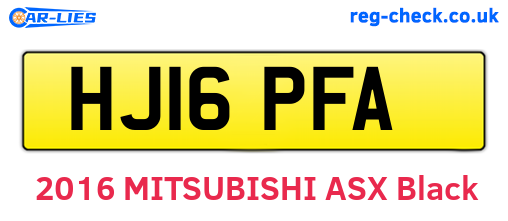 HJ16PFA are the vehicle registration plates.