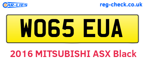 WO65EUA are the vehicle registration plates.