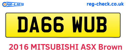 DA66WUB are the vehicle registration plates.