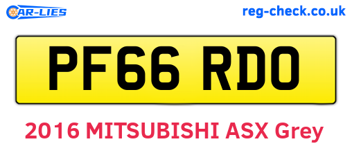PF66RDO are the vehicle registration plates.