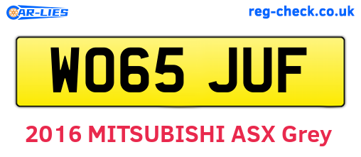 WO65JUF are the vehicle registration plates.