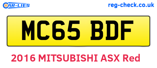 MC65BDF are the vehicle registration plates.