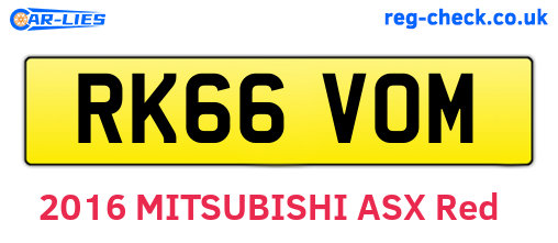 RK66VOM are the vehicle registration plates.