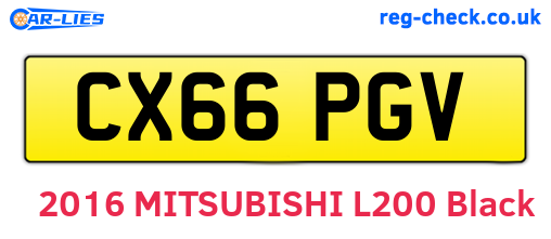 CX66PGV are the vehicle registration plates.