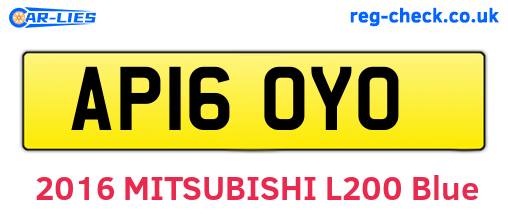 AP16OYO are the vehicle registration plates.