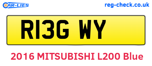 R13GWY are the vehicle registration plates.