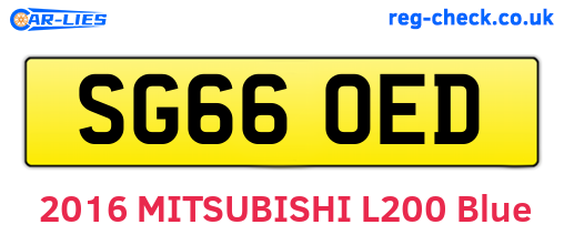 SG66OED are the vehicle registration plates.