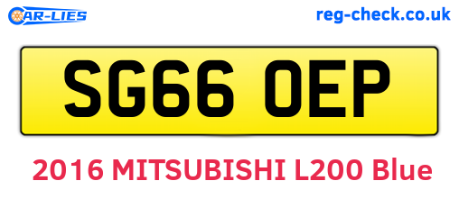 SG66OEP are the vehicle registration plates.