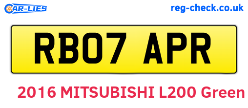 RB07APR are the vehicle registration plates.