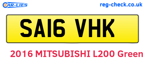 SA16VHK are the vehicle registration plates.