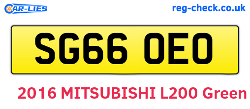SG66OEO are the vehicle registration plates.