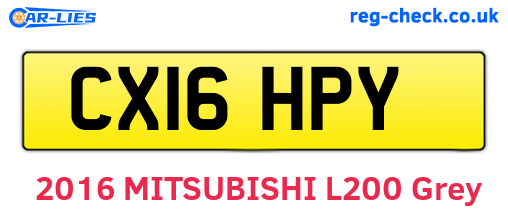 CX16HPY are the vehicle registration plates.
