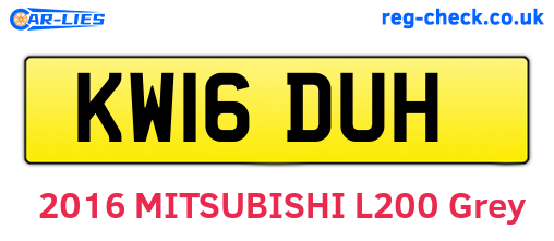 KW16DUH are the vehicle registration plates.