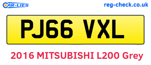 PJ66VXL are the vehicle registration plates.
