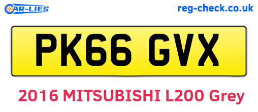 PK66GVX are the vehicle registration plates.