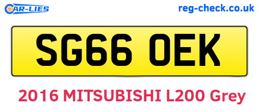 SG66OEK are the vehicle registration plates.
