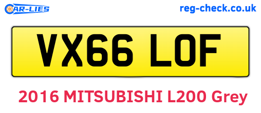 VX66LOF are the vehicle registration plates.