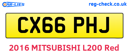 CX66PHJ are the vehicle registration plates.