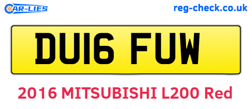 DU16FUW are the vehicle registration plates.