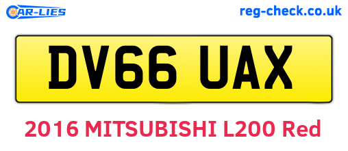 DV66UAX are the vehicle registration plates.